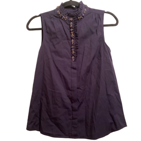 J. Crew Sleevelesss Jeweled Blouse | 2 - Picture 1 of 8
